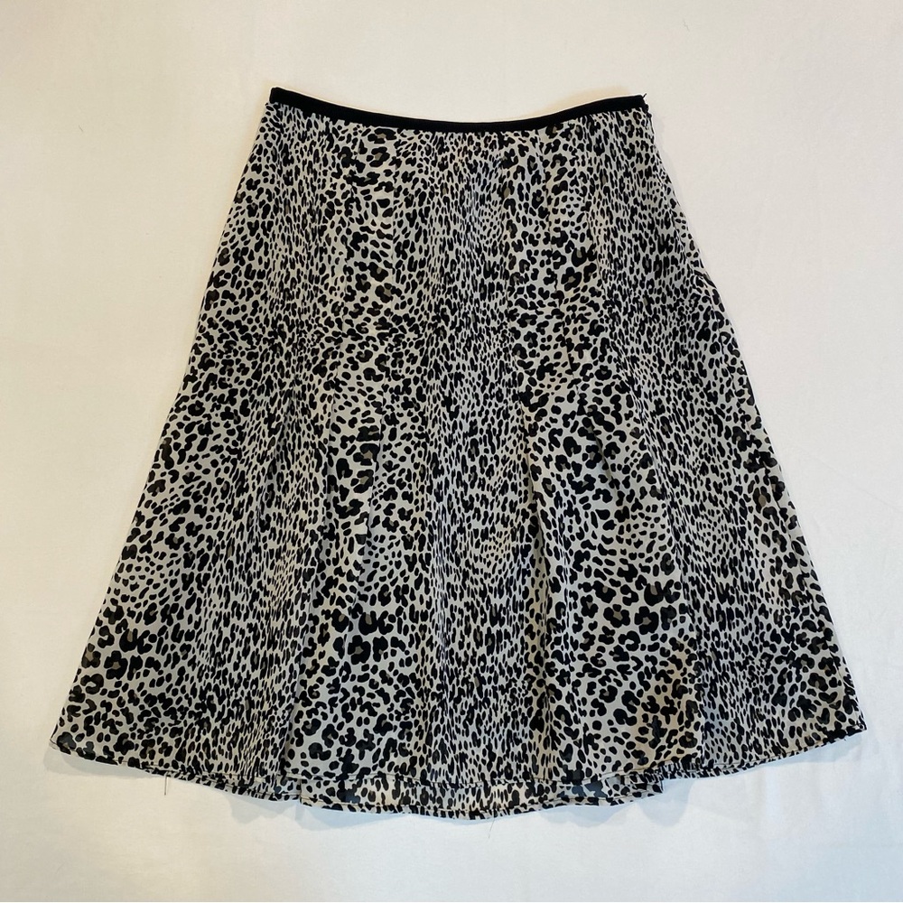 Leopard Print Midi Skirt, Boho Chic Indie Downtown Girl Women's Size 2 S